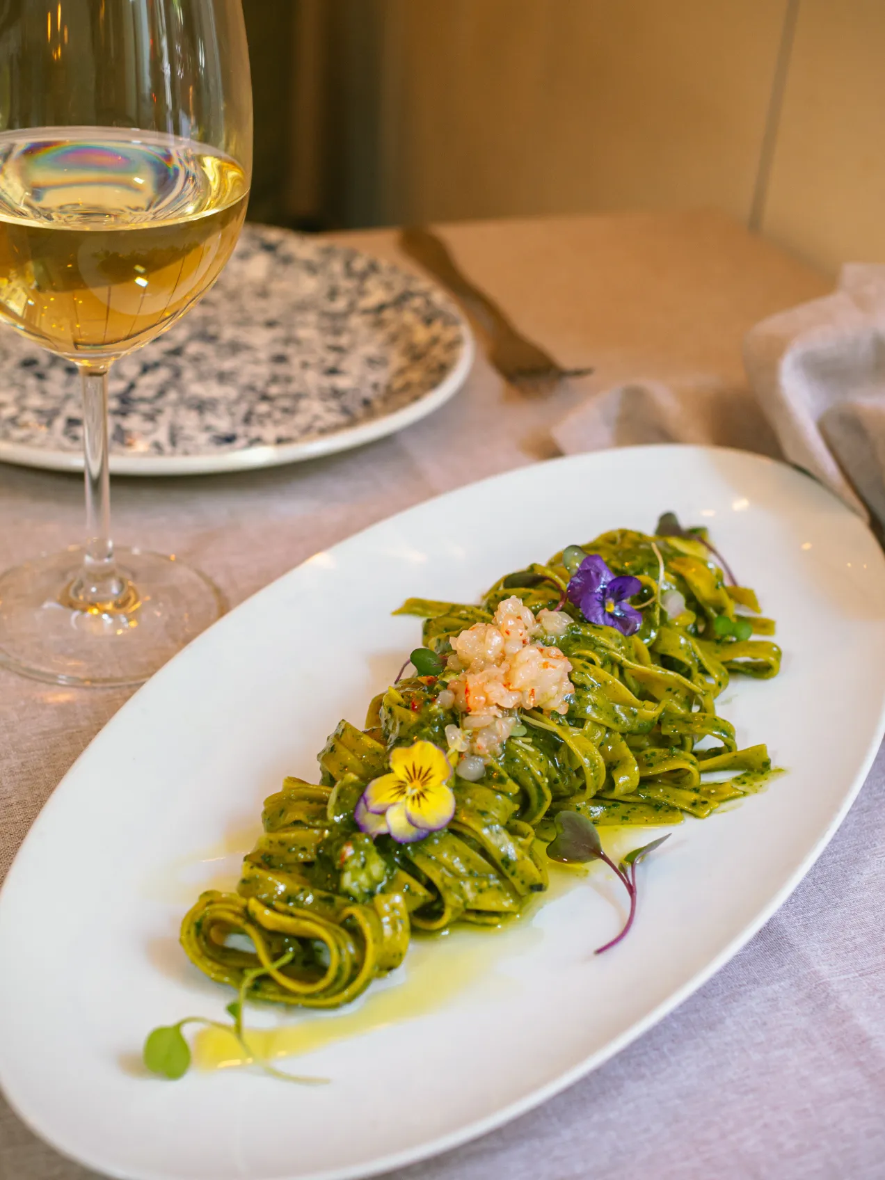Tagliatelle al pesto - Davanti Restaurante - Italianos en Madrid